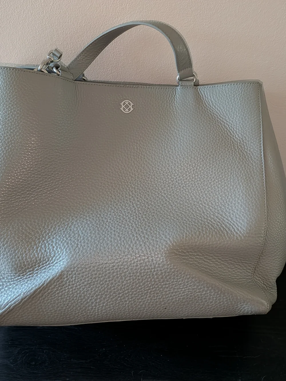 Dagne Dover Gray Pebbled Leather Allyn Tote